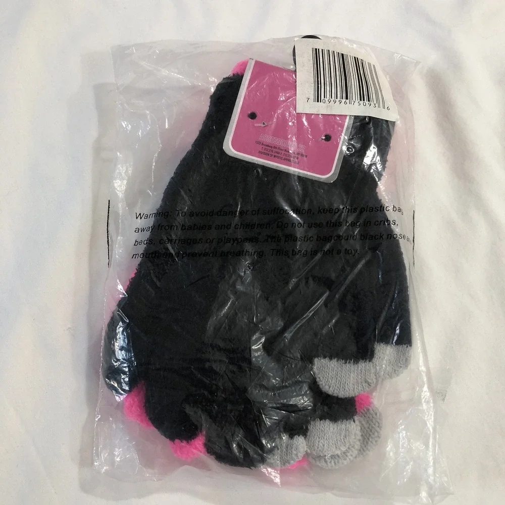 A22 Accessories Magic Gloves Girls‎ One Size Black Pink Gray 2 Pack Winter